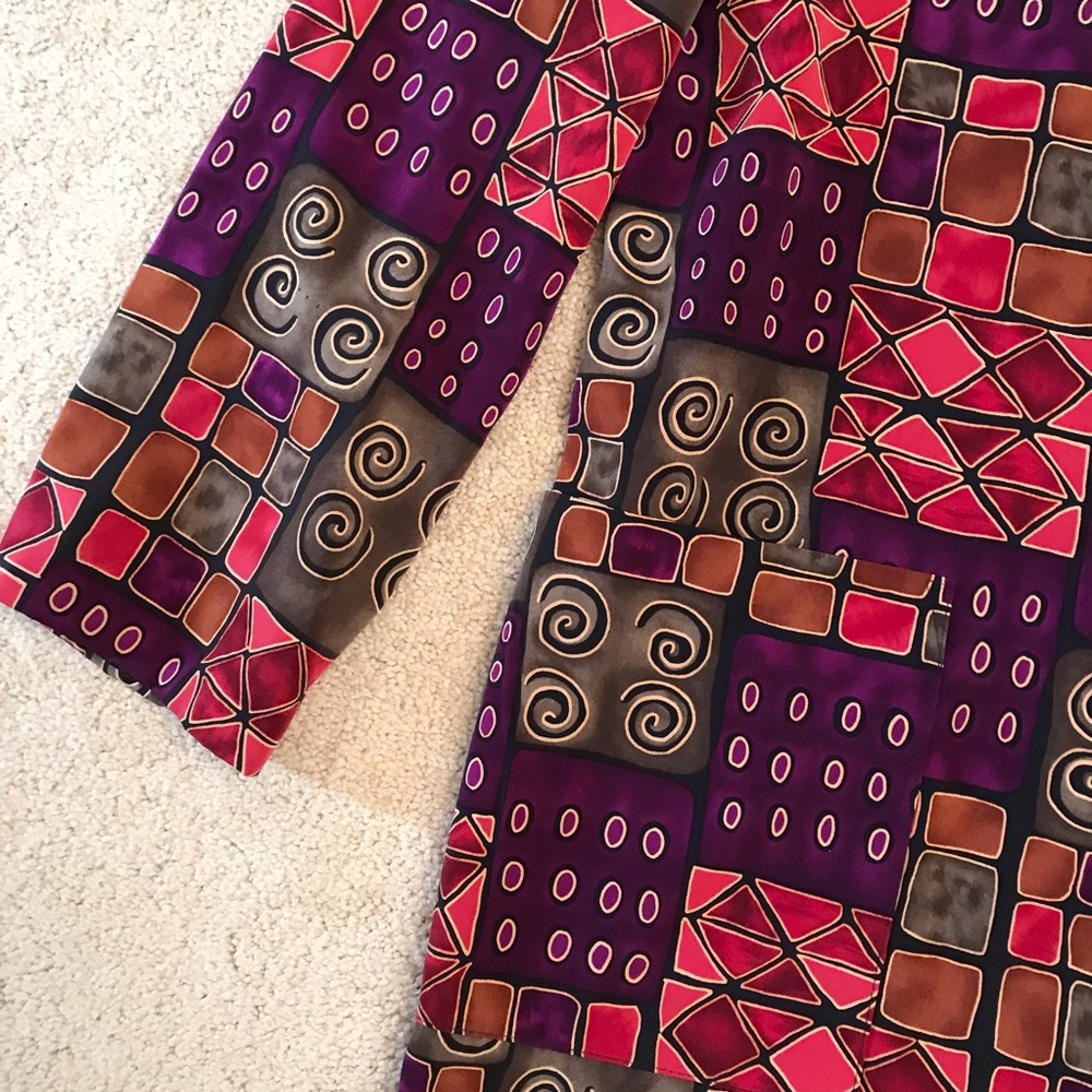 Vintage 80s Emily Adams Blazer Jacket Women Medium Geometric Pop Art Jewel Tone - Picture 8 of 9